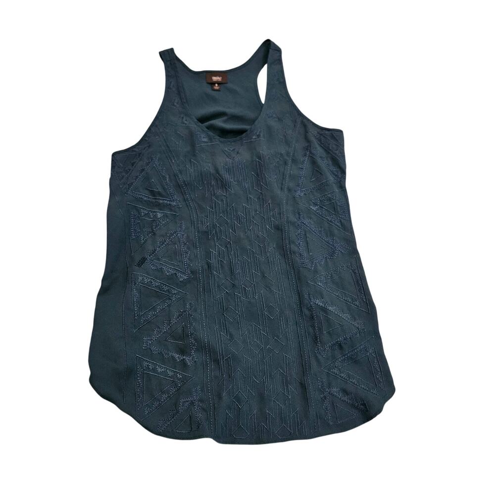 Mossimo Supply Co Teal Embroidered Geometric Tank Top Small Boho Sleeveless